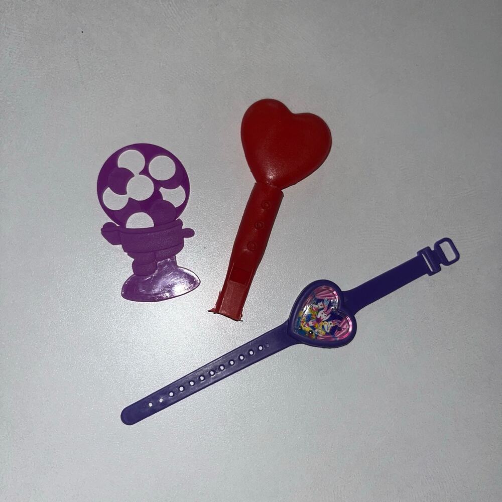 Vintage VTG Lisa Frank Party Favors, Pill puzzle Watch, Stencil & Whistle (3)